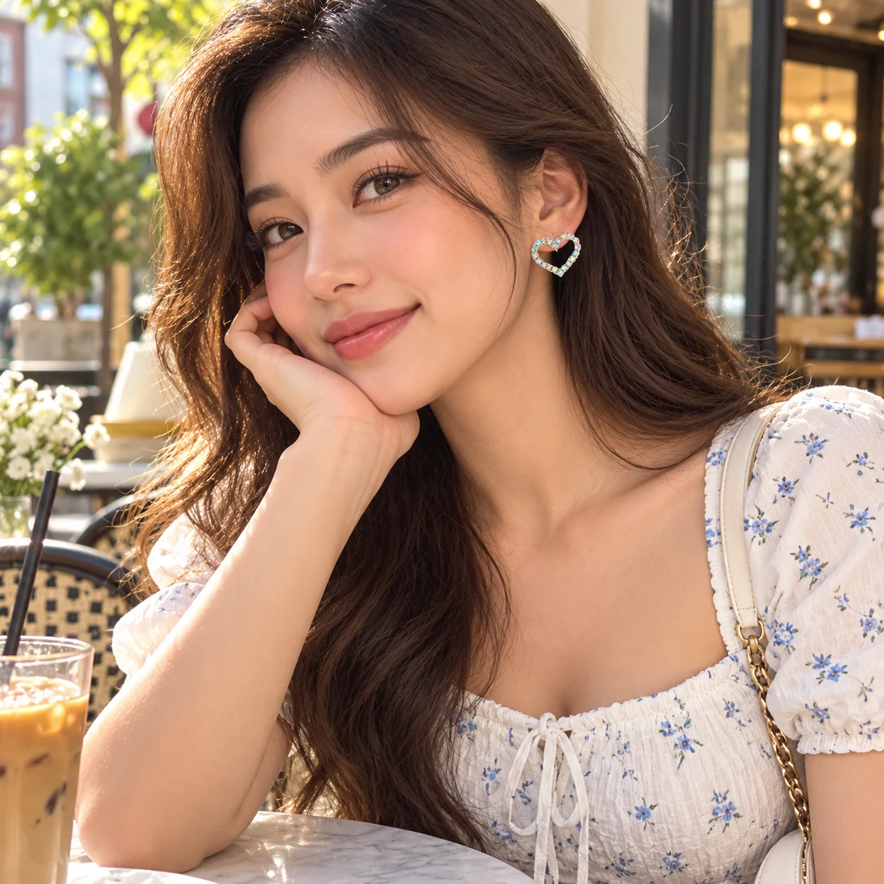Modelo usando aretes MiLet Corazón